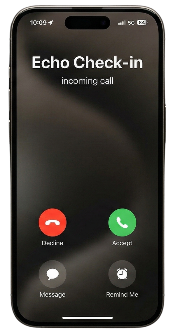 iPhone showing incoming Echo Check-in call